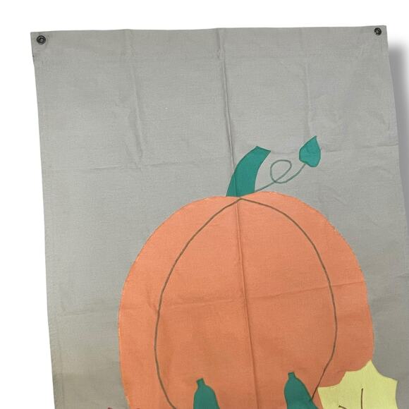 Fall Pumpkin Squash Leaves Flag Grommets House Outdoor Decor Vintage 54" x 35"W - Picture 7 of 13